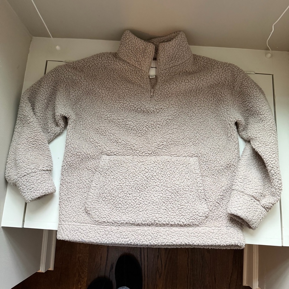 American Eagle Outfitters Cream Sherpa Jacket